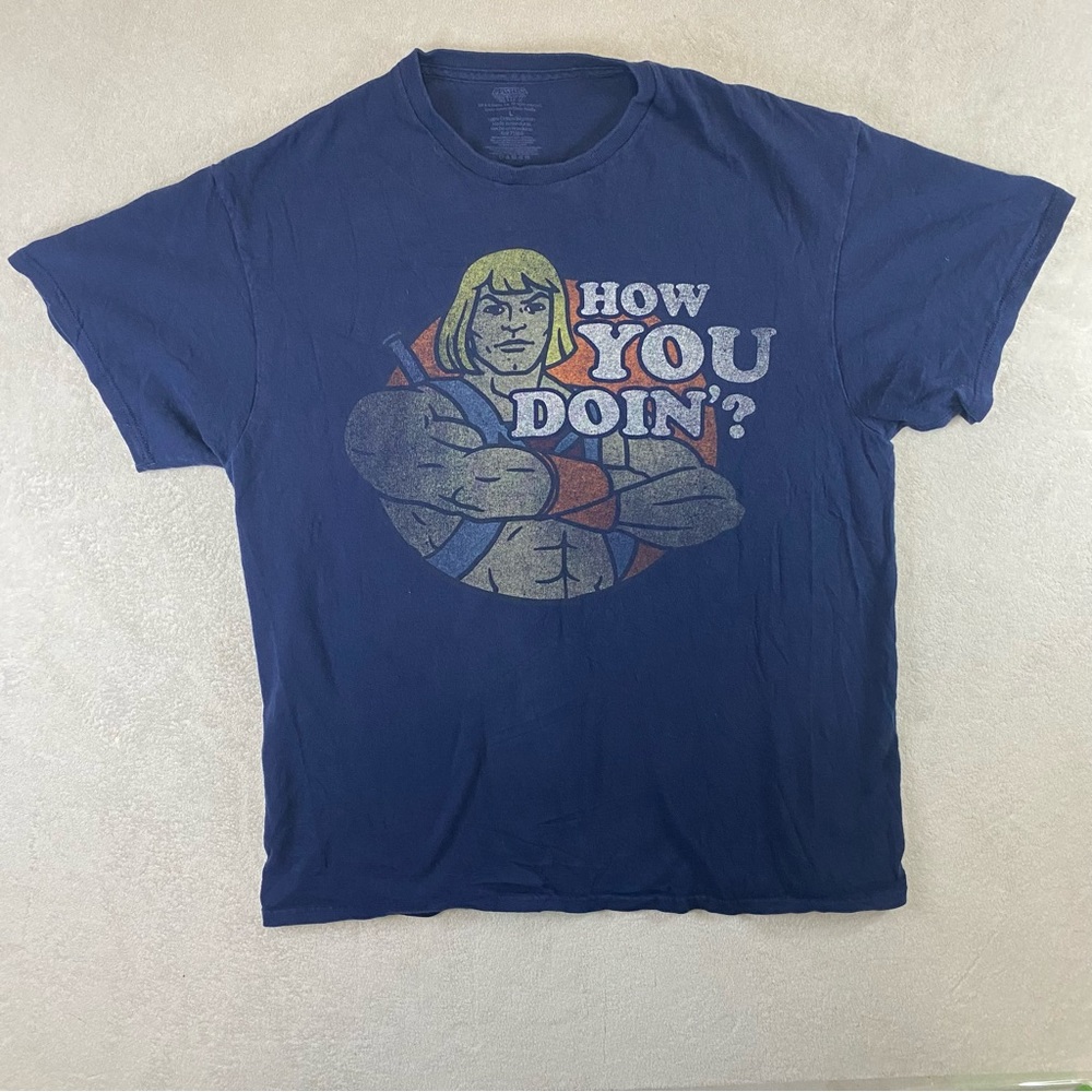 He-Man “How You Doin” Navy T-Shirt L Retro